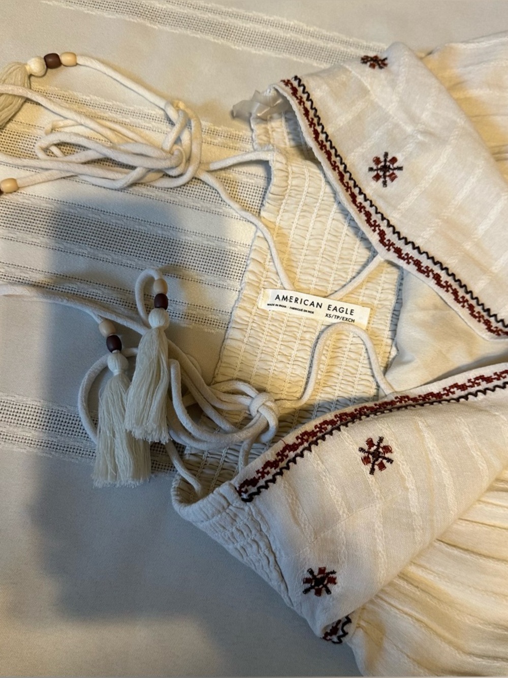 American Eagle Outfitters Cream Maxi Dress with Mauve Floral Trim - Picture 13 of 16